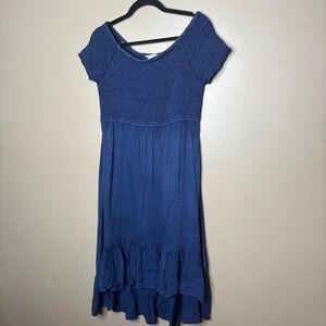CATO Women's Smocked HiLo Off‎ the Shoulders Dress Size Large Summer